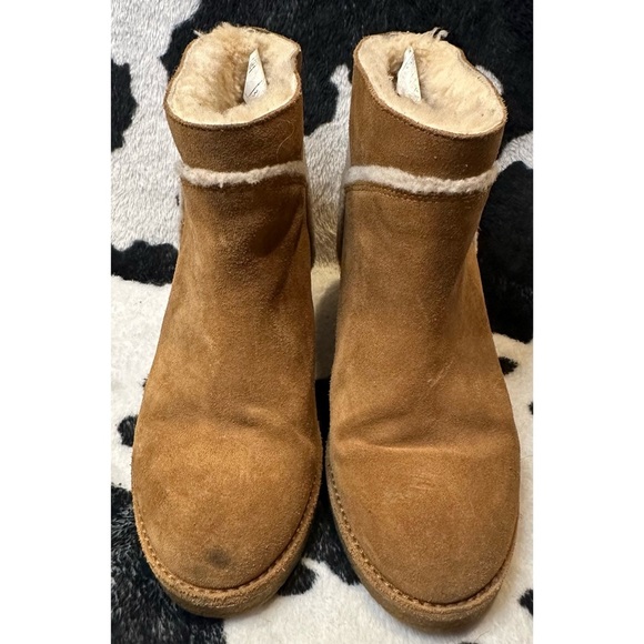 UGG Women's Kasen Suede and Sheepskin Block Heel Booties Size 7.5 - Picture 2 of 8